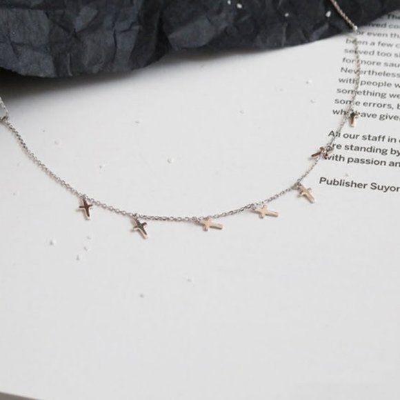 NEW Silver Simple Cross Tassel Necklaces - Picture 2 of 3